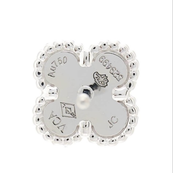 SOLD Van Cleef & Arpels Sweet Alhambra Mother of Pearl White Gold Earrings - Picture 4 of 7